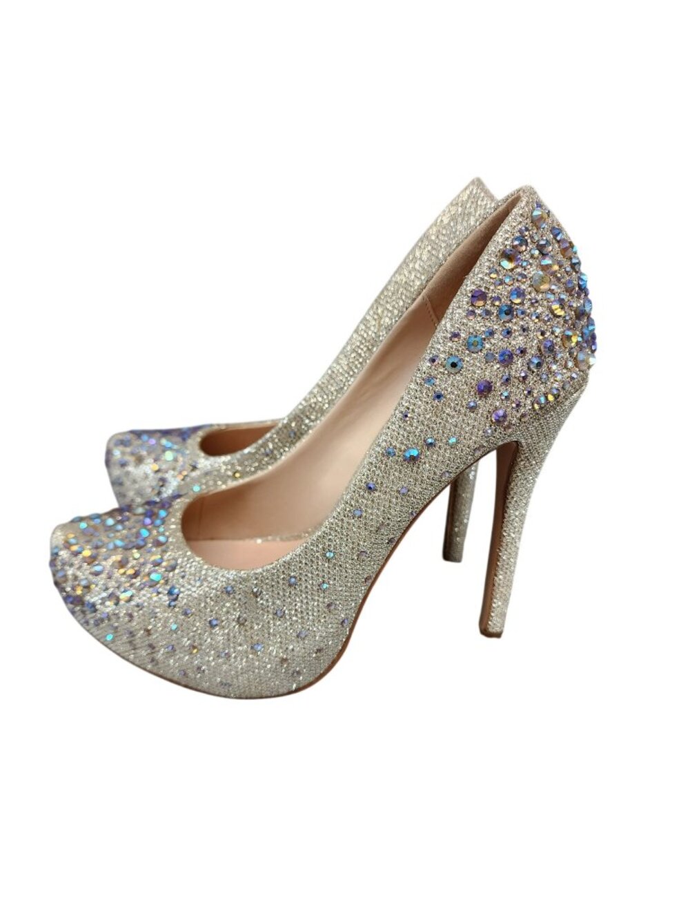 Fabulicious Shoes Womens Size 7 Destiny 06R Silver Rhinestone Heels *Read*